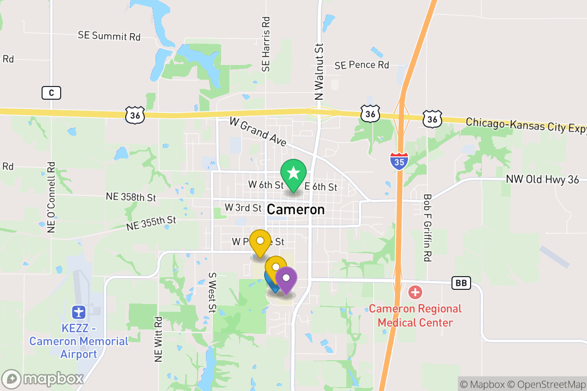 Map of Cameron R-I School District