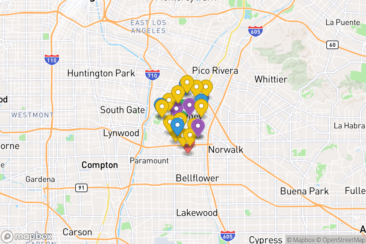 Map of Downey Unified School District