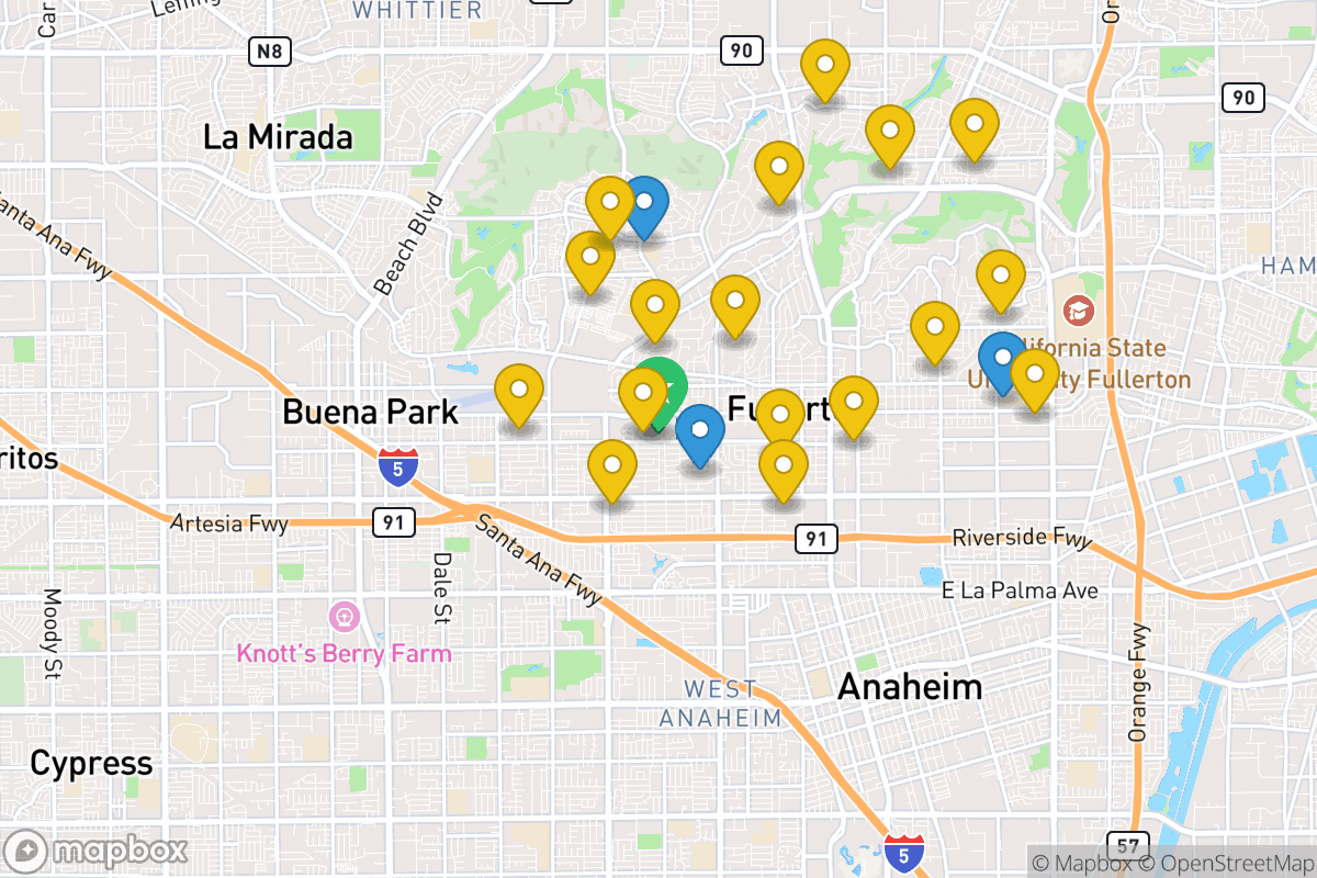 Map of Fullerton Elementary School District