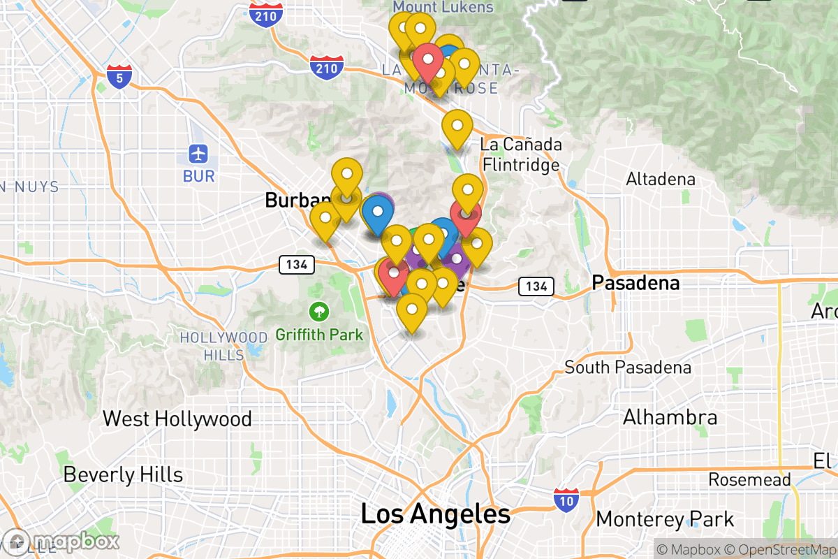 Map of Glendale Unified School District