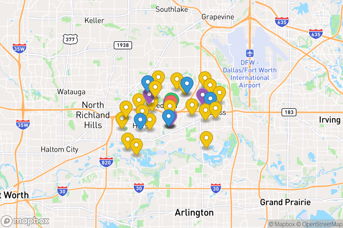 Map of Hurst-Euless-Bedford ISD