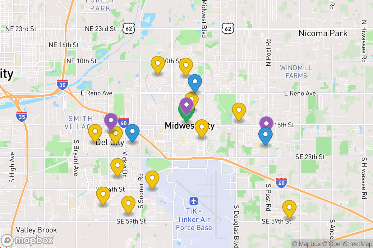 Map of Midwest City-Del City