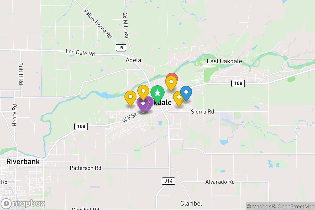 Map of Oakdale Joint Unified School District