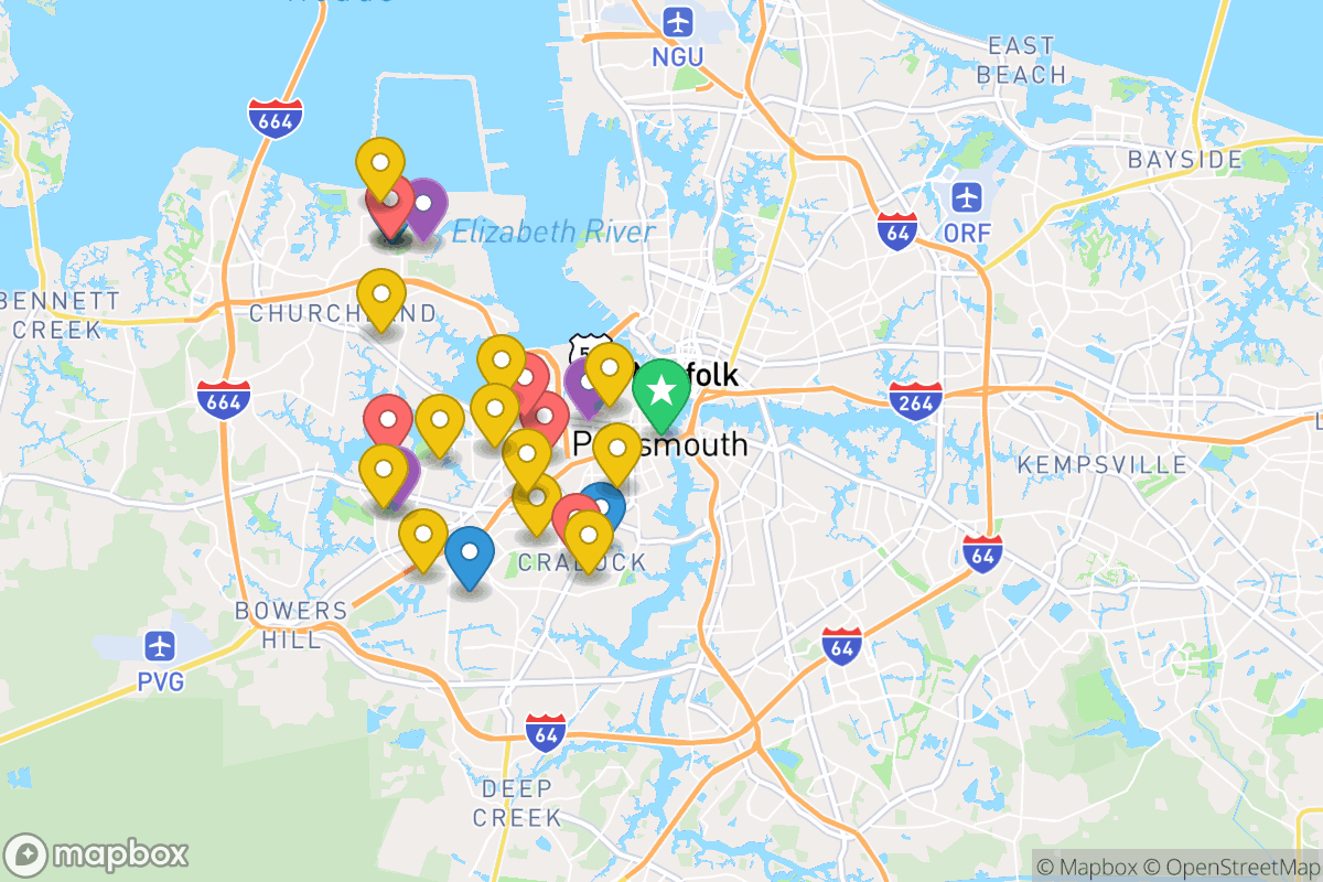 Map of Portsmouth City Public Schools