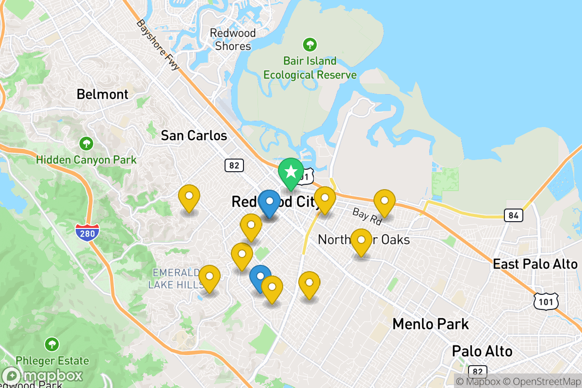 Map of Redwood City Elementary School District