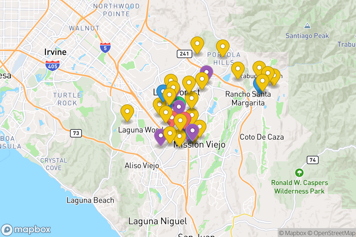 Map of Saddleback Valley Unified School District