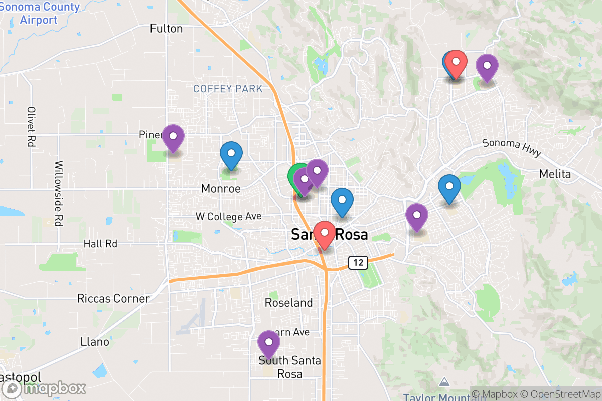 Map of Santa Rosa High School District