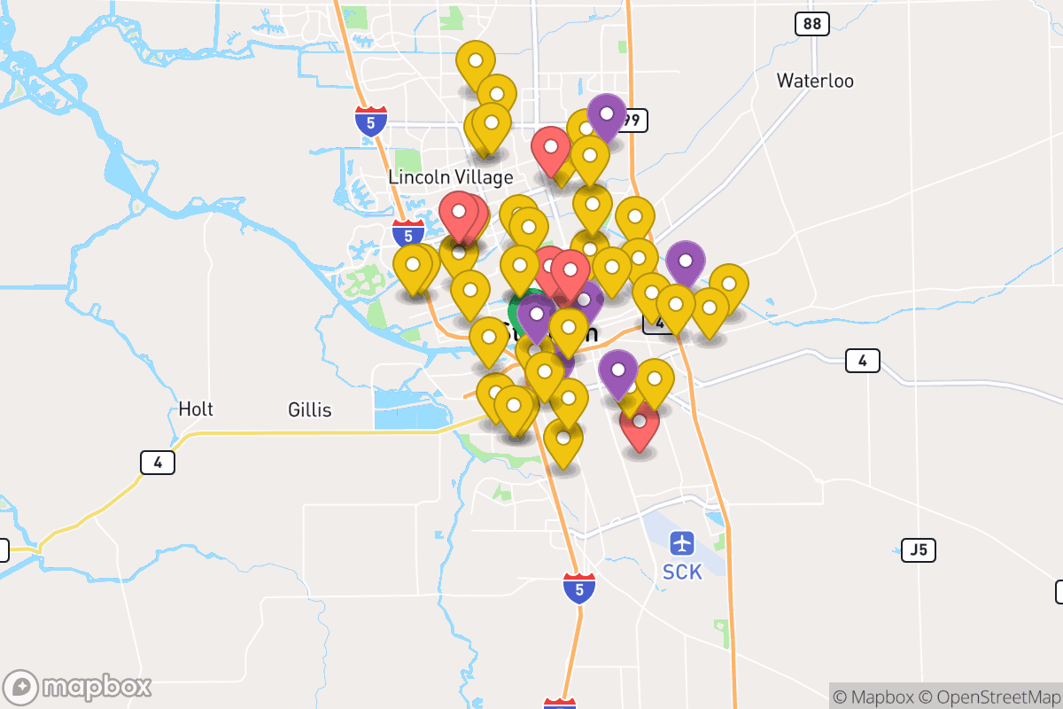 Map of Stockton Unified School District
