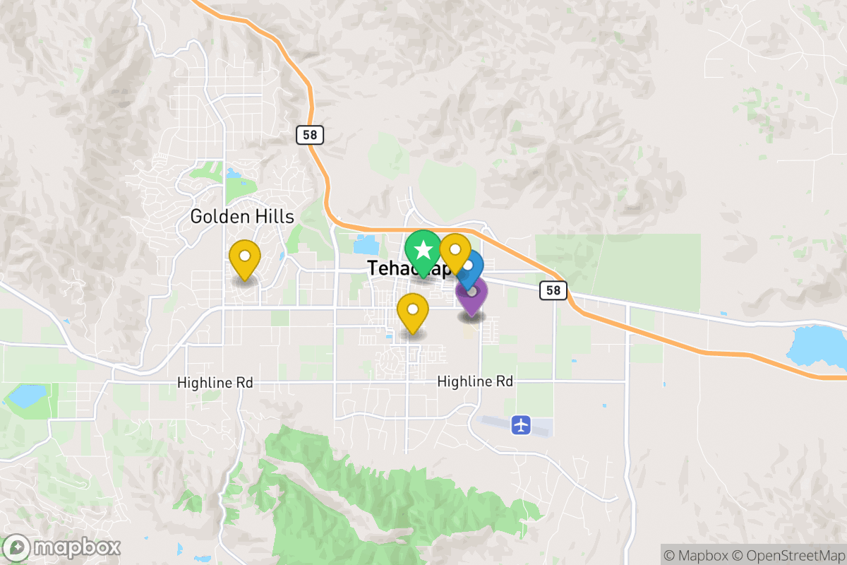 Map of Tehachapi Unified School District