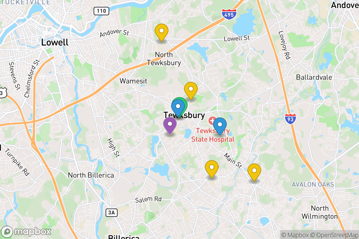 Map of Tewksbury Public Schools