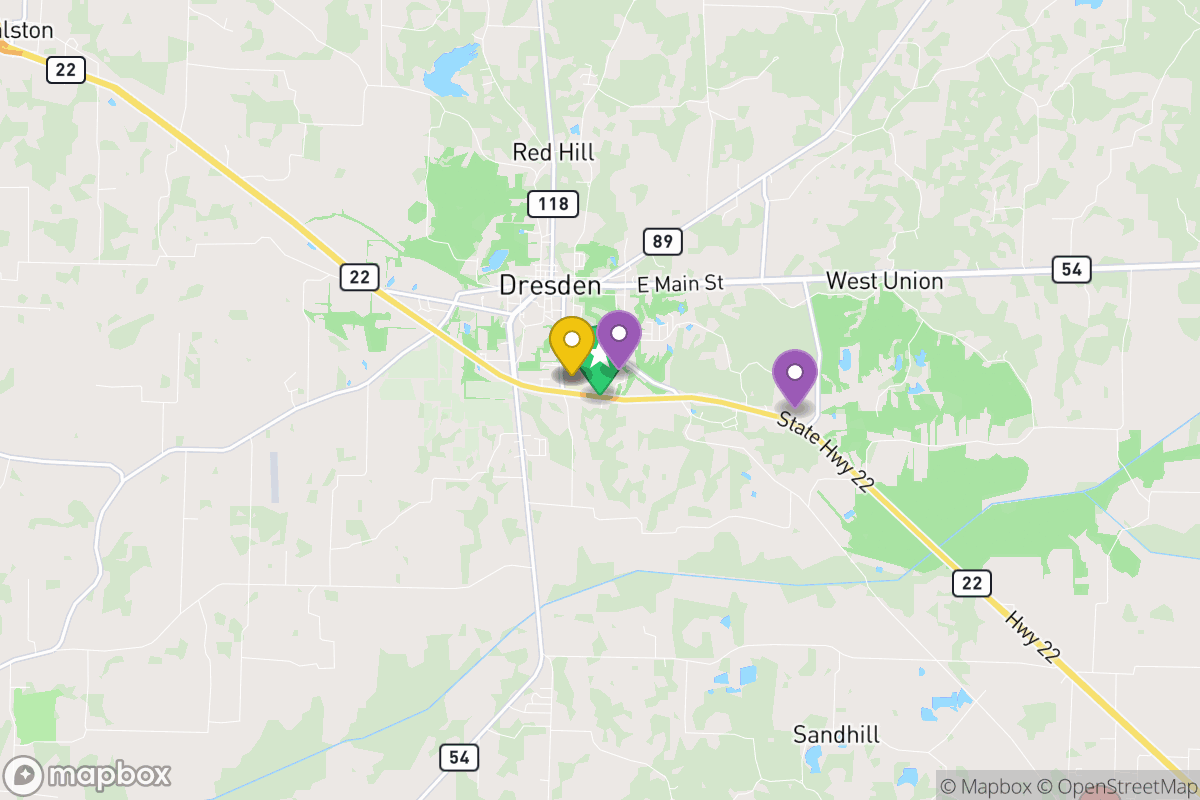 Map of Weakley County