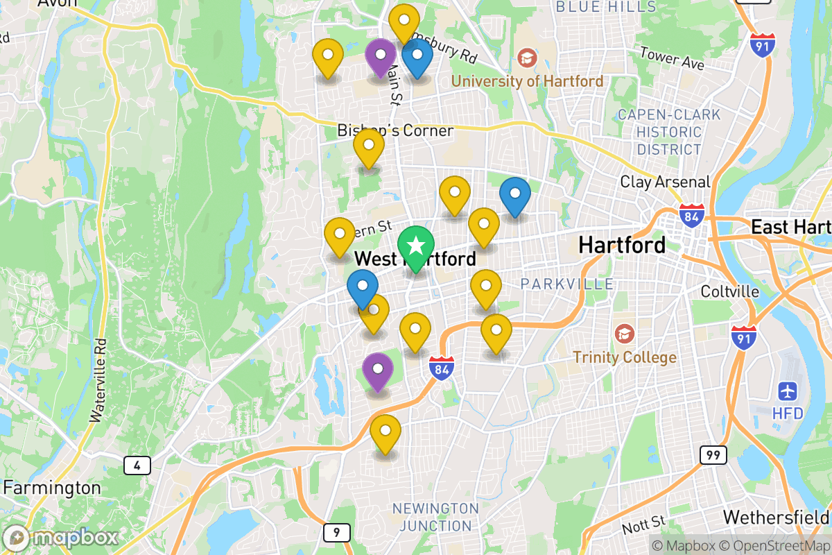 Map of West Hartford School District